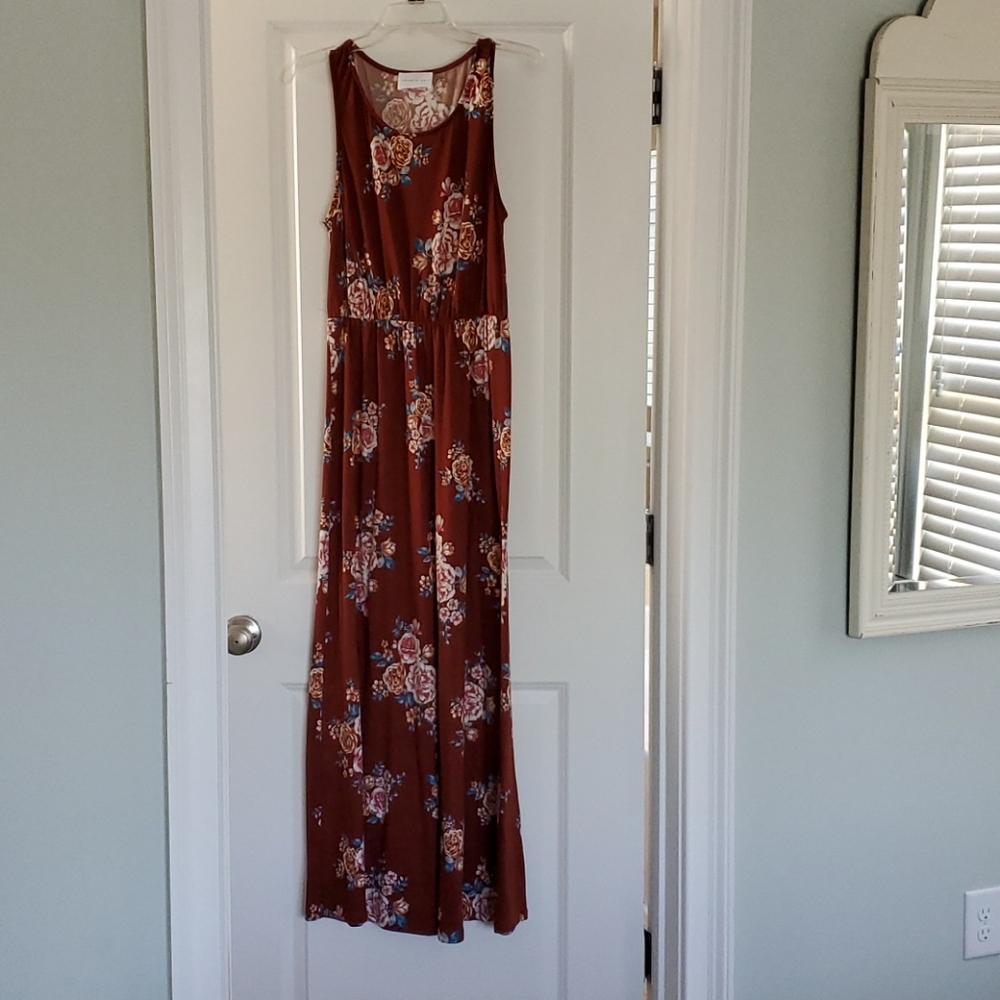 French Grey long floral summer dress